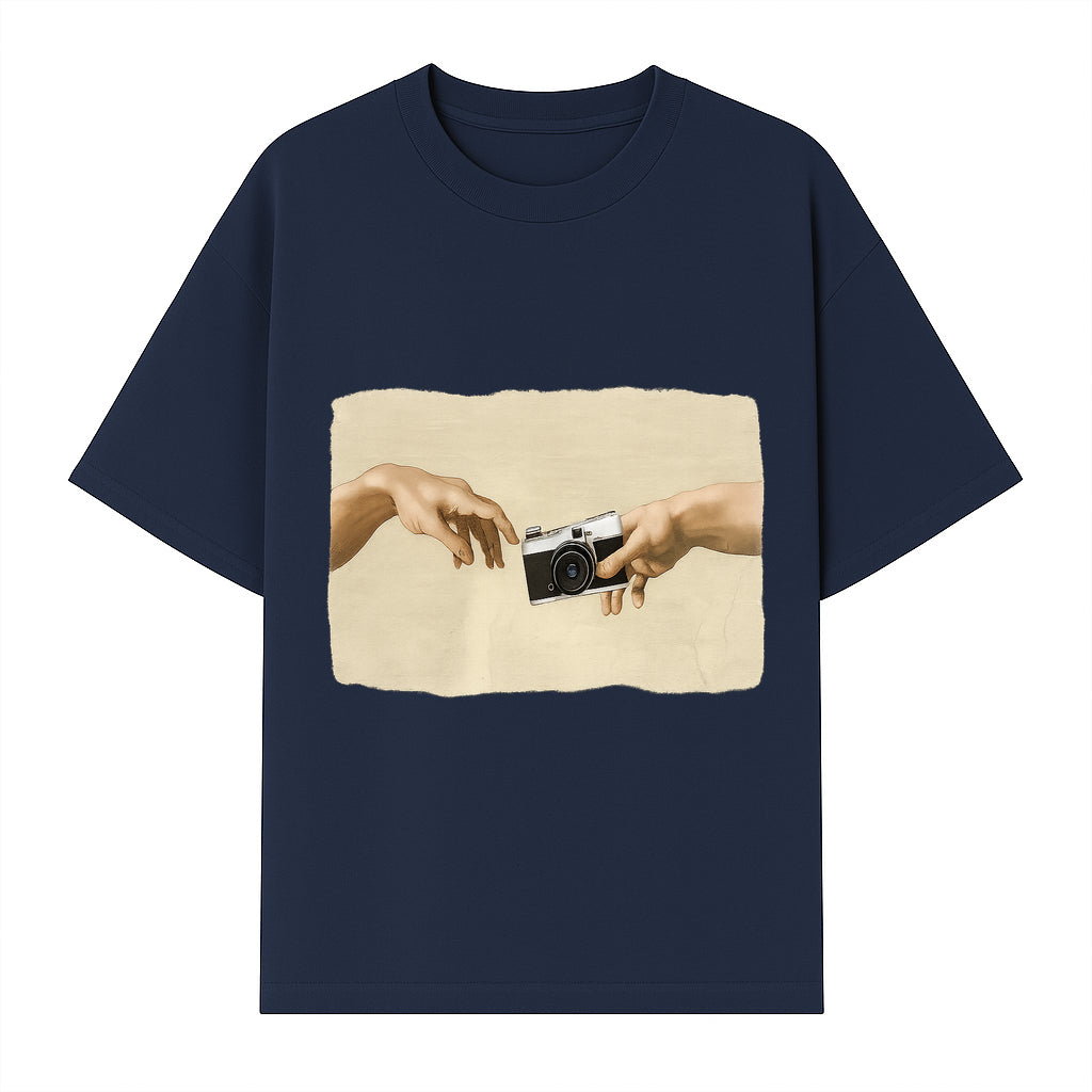 Artistic Print of Hands Reaching for Camera - Modern Interpretation of Creation - Perfect Wall Art for Photographers - T-shirt 1758335005580.jpg