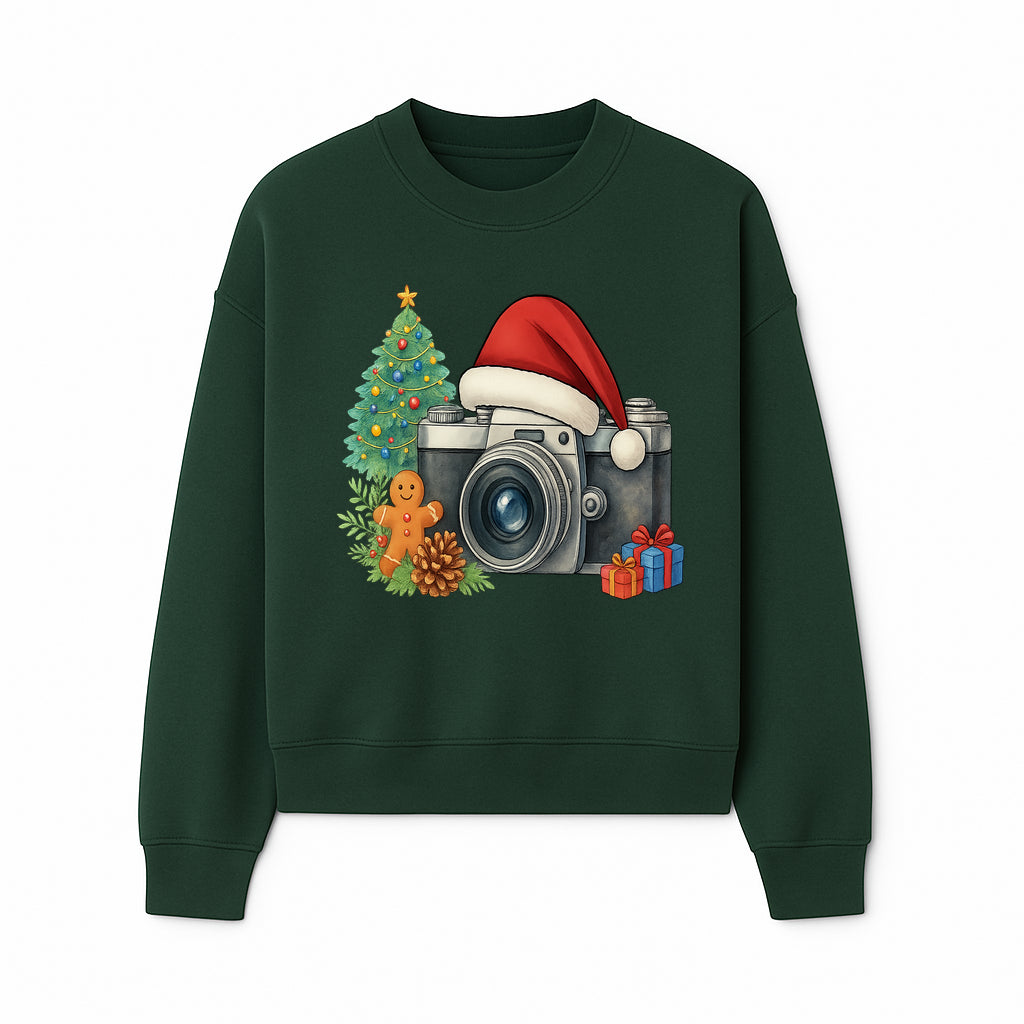 Christmas Camera Art Print with Tree, Gingerbread, and Gifts - Holiday Photography Decor for Home or Office - Sweatshirt 1758335005708.jpg