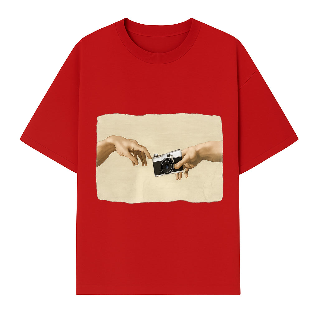Artistic Print of Hands Reaching for Camera - Modern Interpretation of Creation - Perfect Wall Art for Photographers - T-shirt 1758335005739.jpg