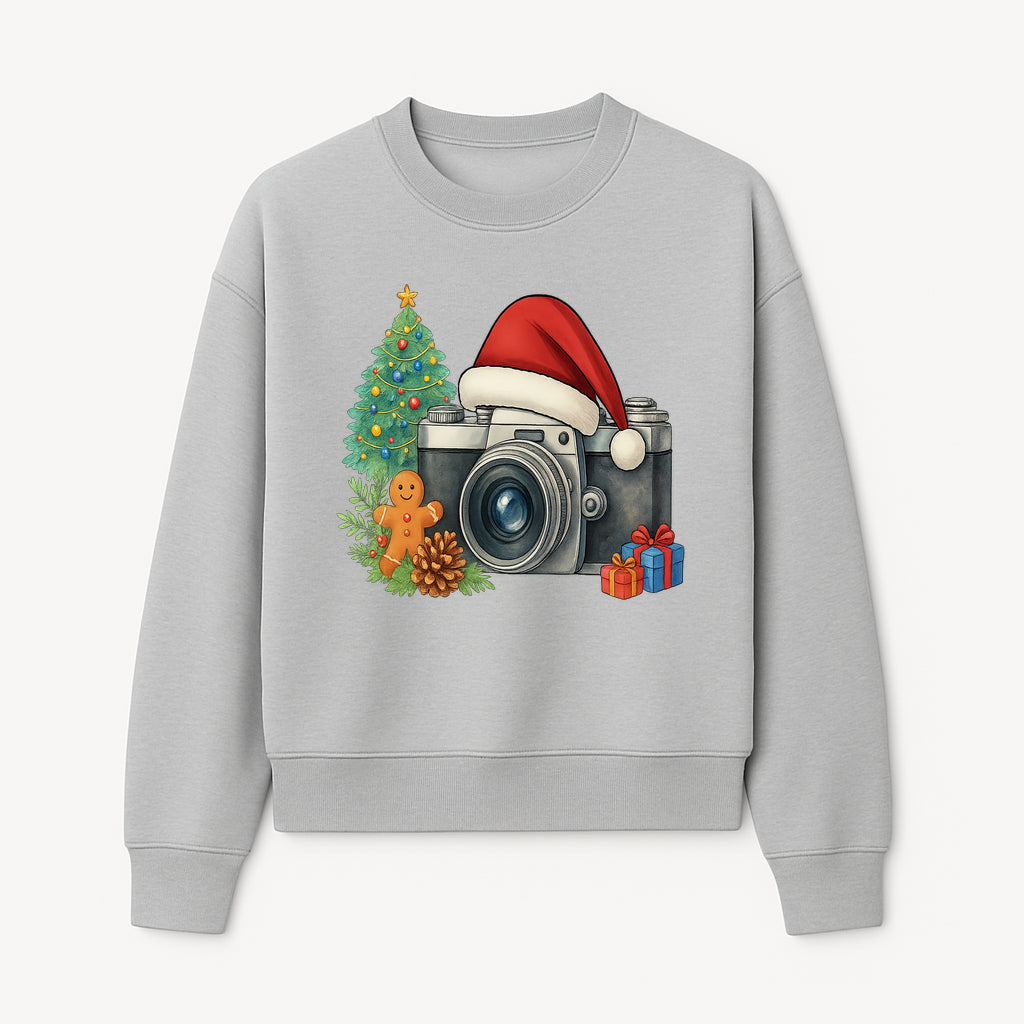 Christmas Camera Art Print with Tree, Gingerbread, and Gifts - Holiday Photography Decor for Home or Office - Sweatshirt 1758335005847.jpg