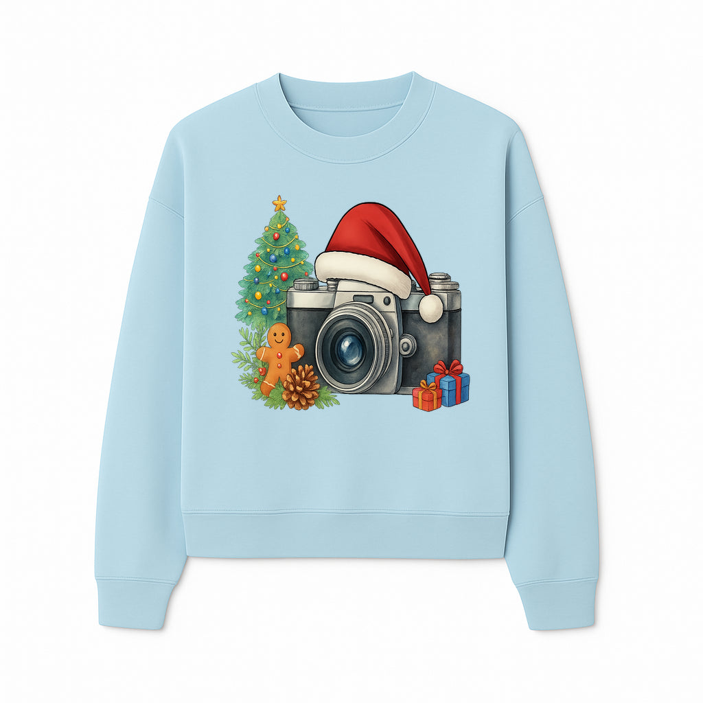 Christmas Camera Art Print with Tree, Gingerbread, and Gifts - Holiday Photography Decor for Home or Office - Sweatshirt 1758335005993.jpg