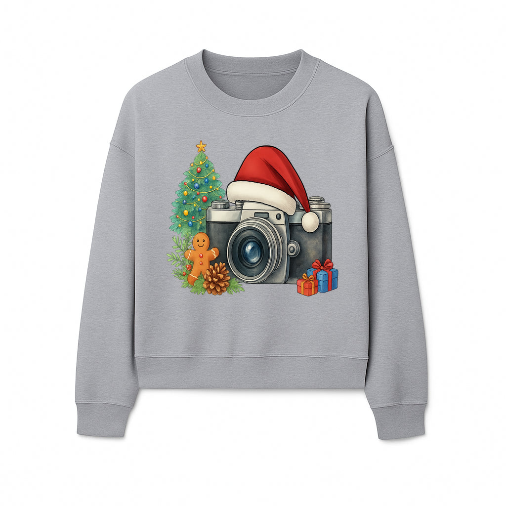Christmas Camera Art Print with Tree, Gingerbread, and Gifts - Holiday Photography Decor for Home or Office - Sweatshirt 1758335006718.jpg