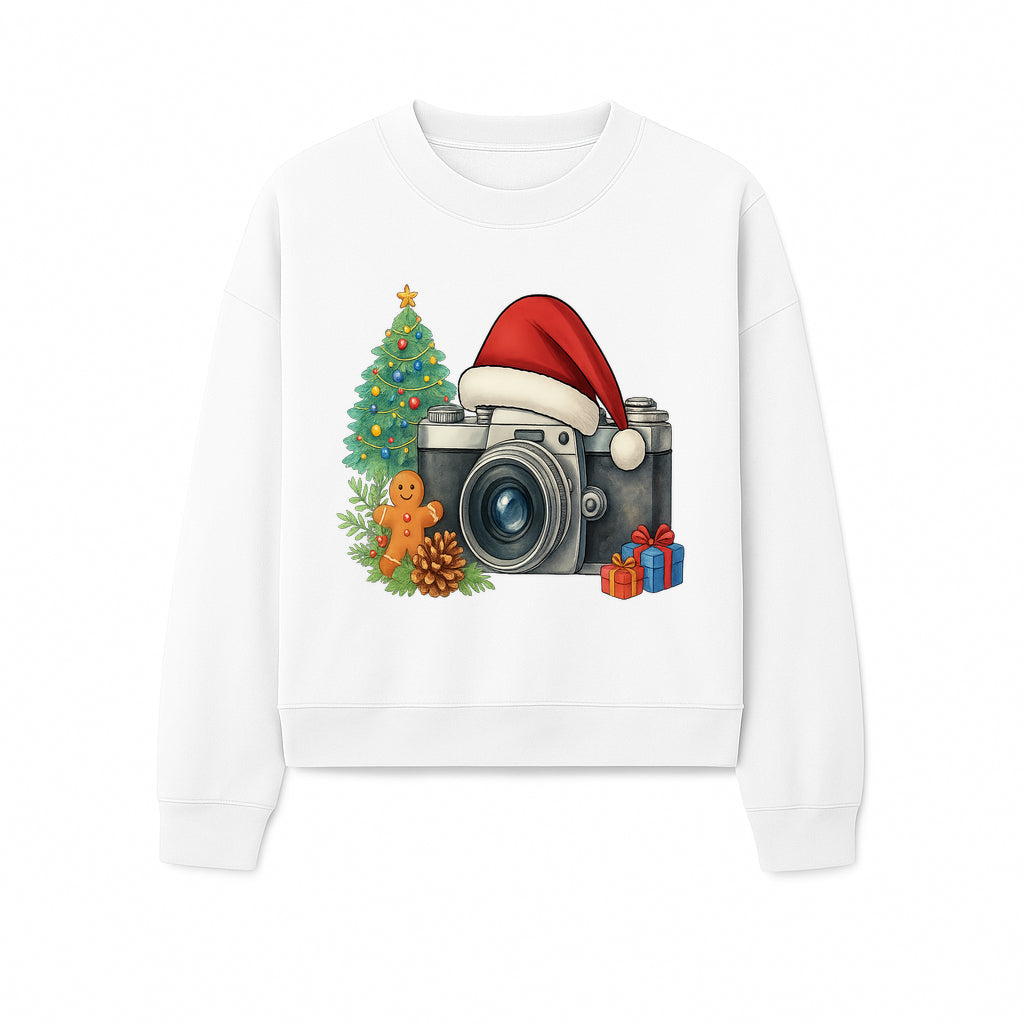 Christmas Camera Art Print with Tree, Gingerbread, and Gifts - Holiday Photography Decor for Home or Office - Sweatshirt 1758335006890.jpg
