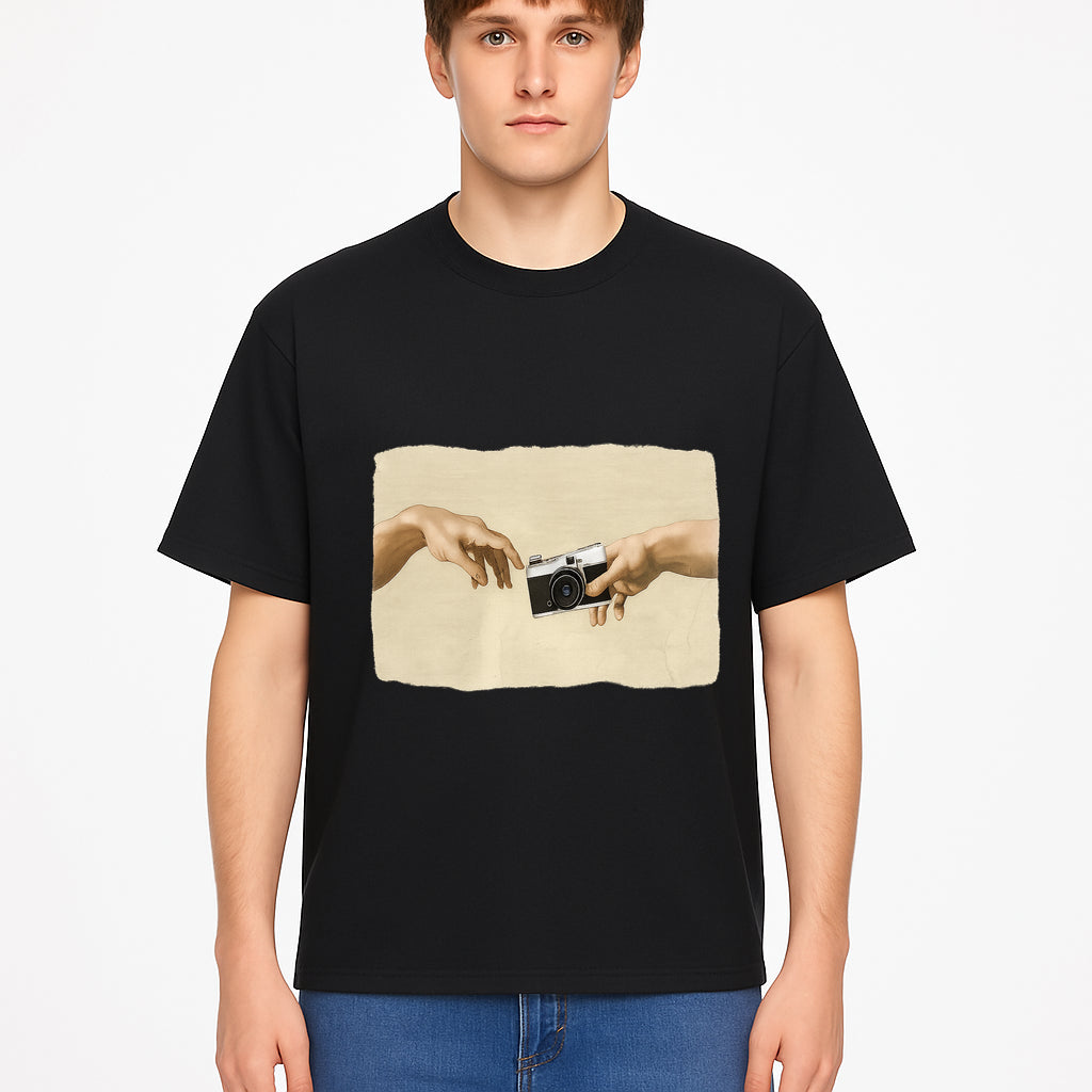 Artistic Print of Hands Reaching for Camera - Modern Interpretation of Creation - Perfect Wall Art for Photographers - T-shirt 1758335007234.jpg