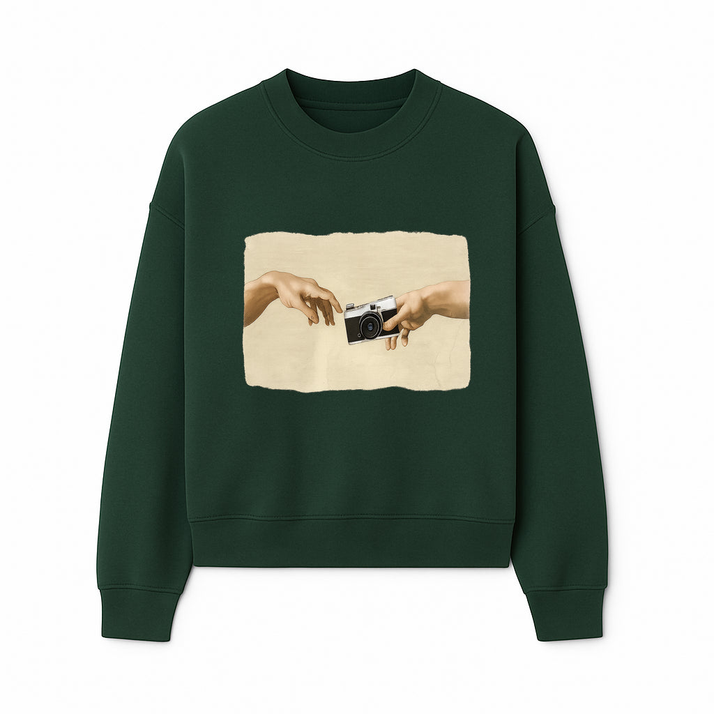 Artistic Print of Hands Reaching for Camera - Modern Interpretation of Creation - Perfect Wall Art for Photographers - Sweatshirt 1758335007891.jpg