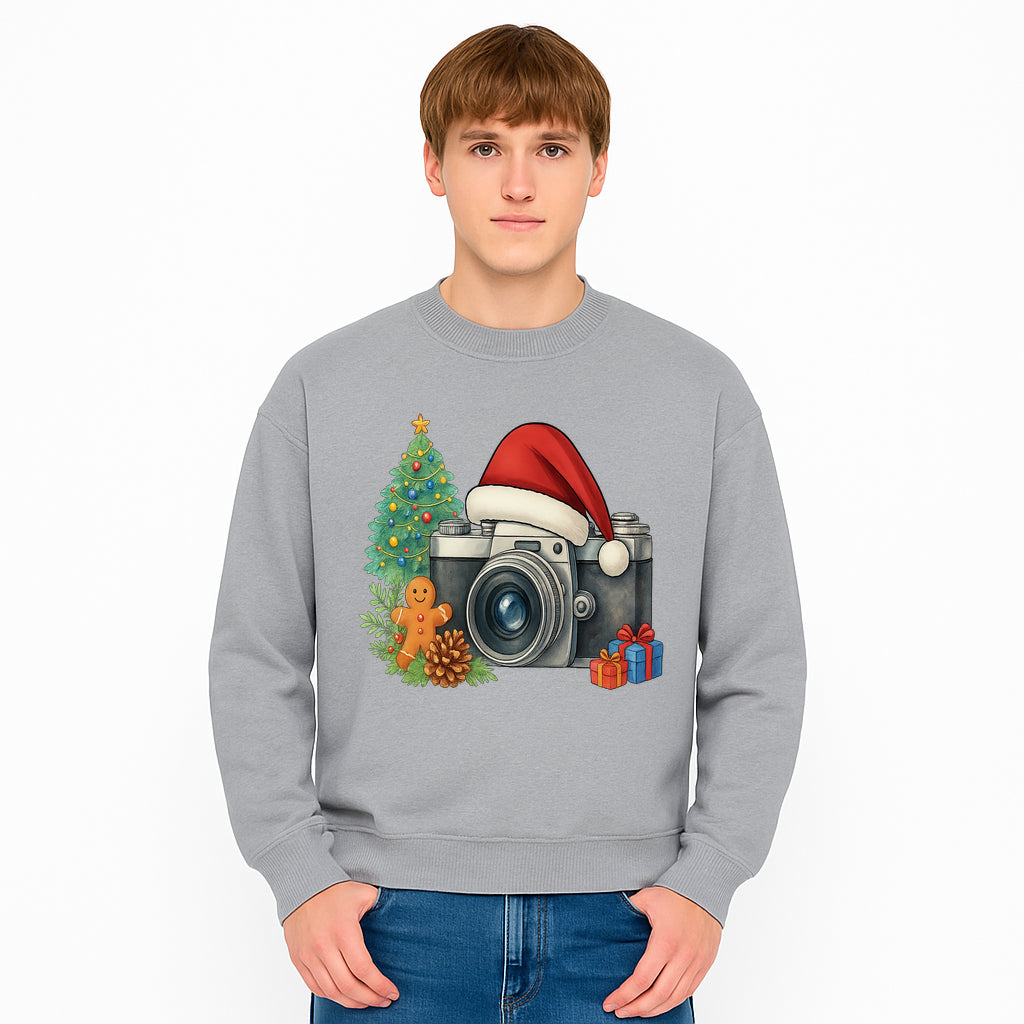 Christmas Camera Art Print with Tree, Gingerbread, and Gifts - Holiday Photography Decor for Home or Office - Sweatshirt 1758335008043.jpg