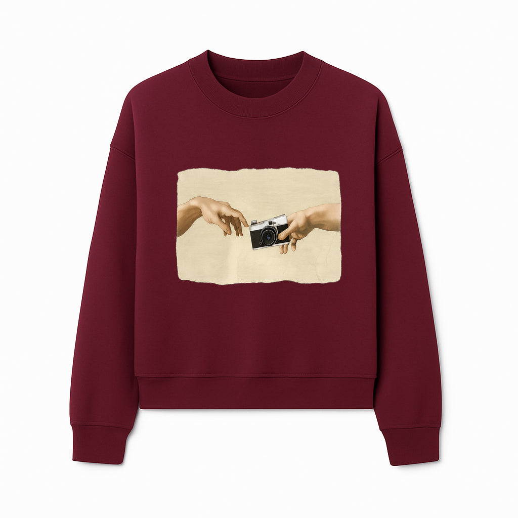 Artistic Print of Hands Reaching for Camera - Modern Interpretation of Creation - Perfect Wall Art for Photographers - Sweatshirt 1758335008451.jpg