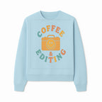Coffee & Editing Graphic Tee - Fun Photography Lover Shirt, Cute Gift for Creatives, Smiley Camera Design, Casual Wear - Sweatshirt 1758335012123.jpg