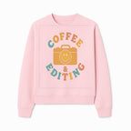 Coffee & Editing Graphic Tee - Fun Photography Lover Shirt, Cute Gift for Creatives, Smiley Camera Design, Casual Wear - Sweatshirt 1758335012255.jpg