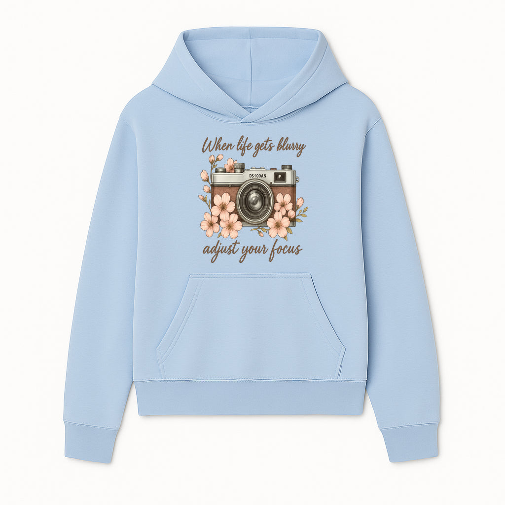 Blurry Life Quote Art Print - Vintage Camera with Blossoms - Adjust Your Focus Home Decor - Hoodie 1758335014069.jpg