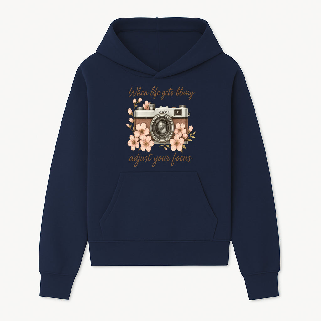 Blurry Life Quote Art Print - Vintage Camera with Blossoms - Adjust Your Focus Home Decor - Hoodie 1758335014519.jpg