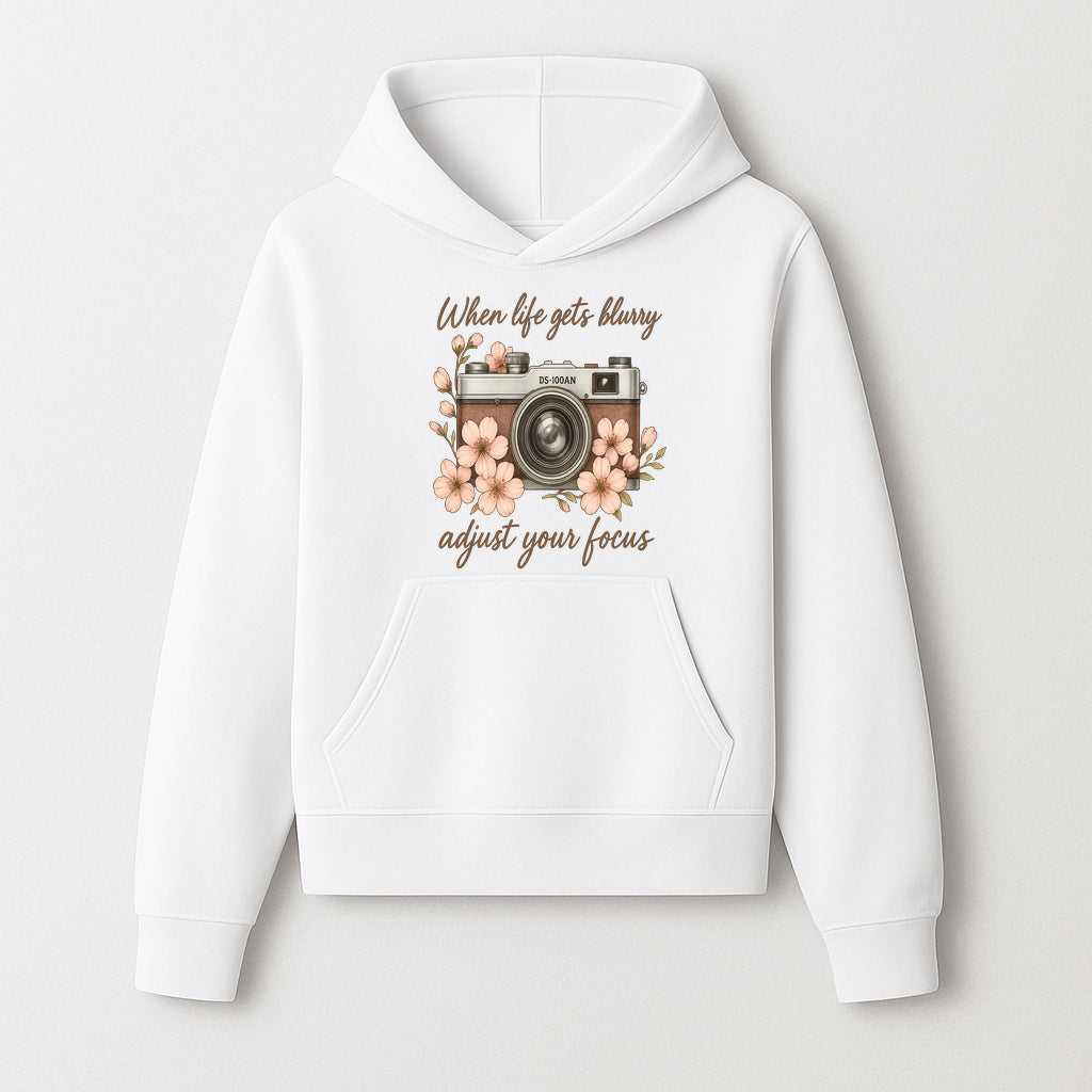Blurry Life Quote Art Print - Vintage Camera with Blossoms - Adjust Your Focus Home Decor - Hoodie 1758335015078.jpg