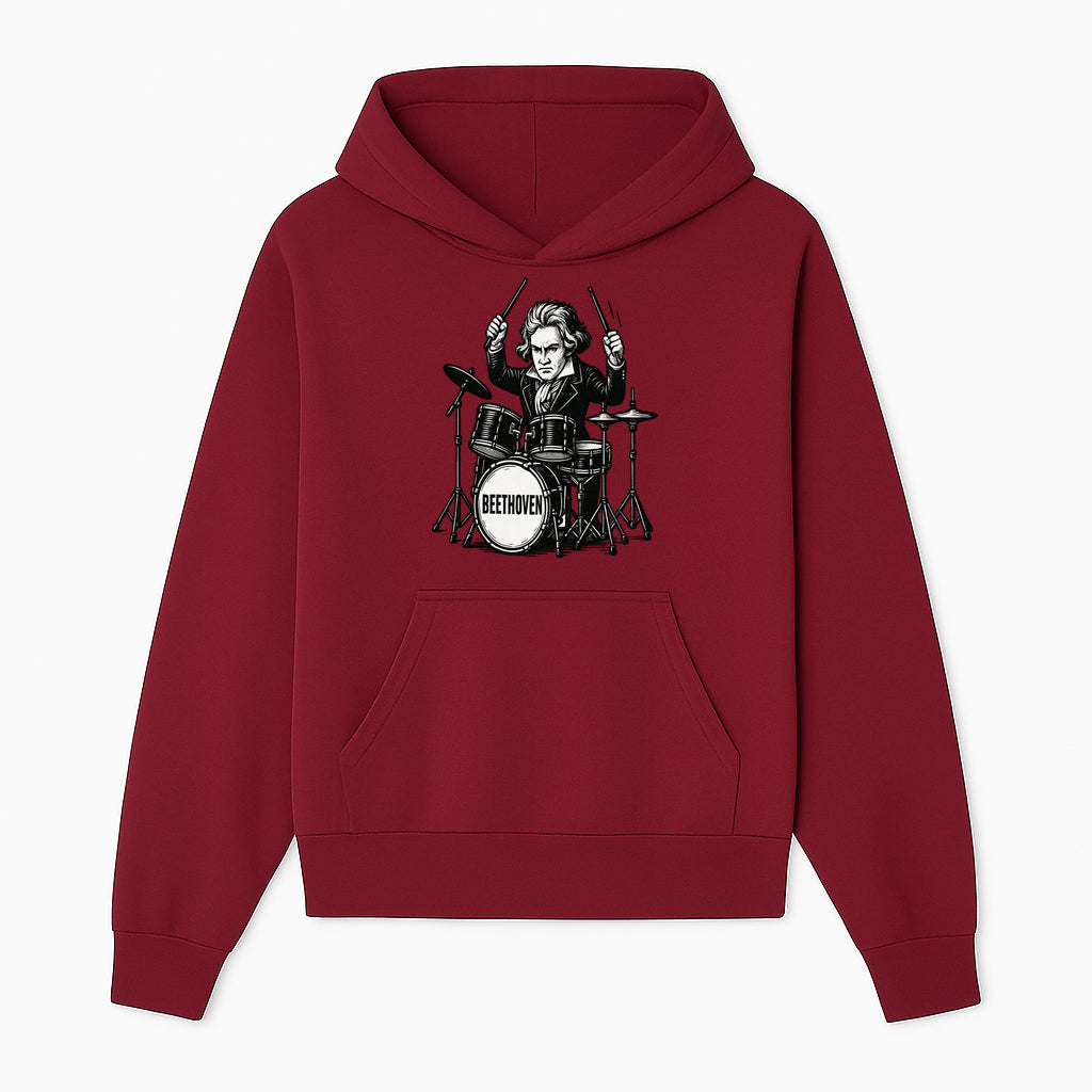 Beethoven Drummer T-Shirt, Musical Art, Vintage Rock, Classical Music Gift, Creative Musical Design for Musicians and Fans - Hoodie 1758338690462.jpg