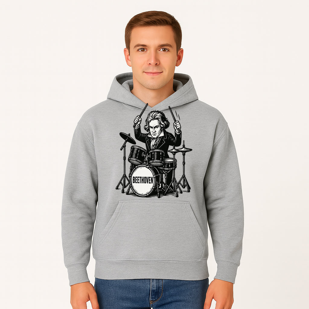 Beethoven Drummer T-Shirt, Musical Art, Vintage Rock, Classical Music Gift, Creative Musical Design for Musicians and Fans - Hoodie 1758338692190.jpg