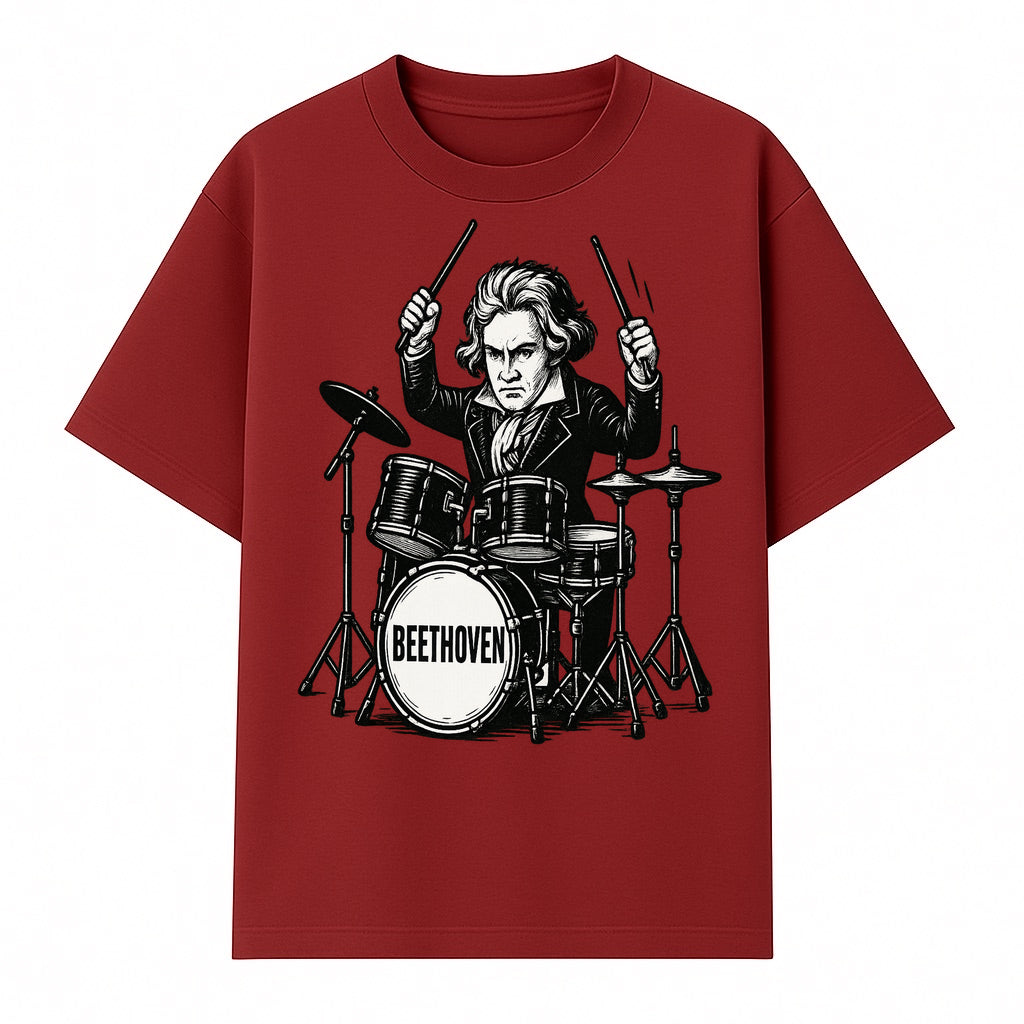 Beethoven Drummer T-Shirt, Musical Art, Vintage Rock, Classical Music Gift, Creative Musical Design for Musicians and Fans - T-shirt 1758338693541.jpg