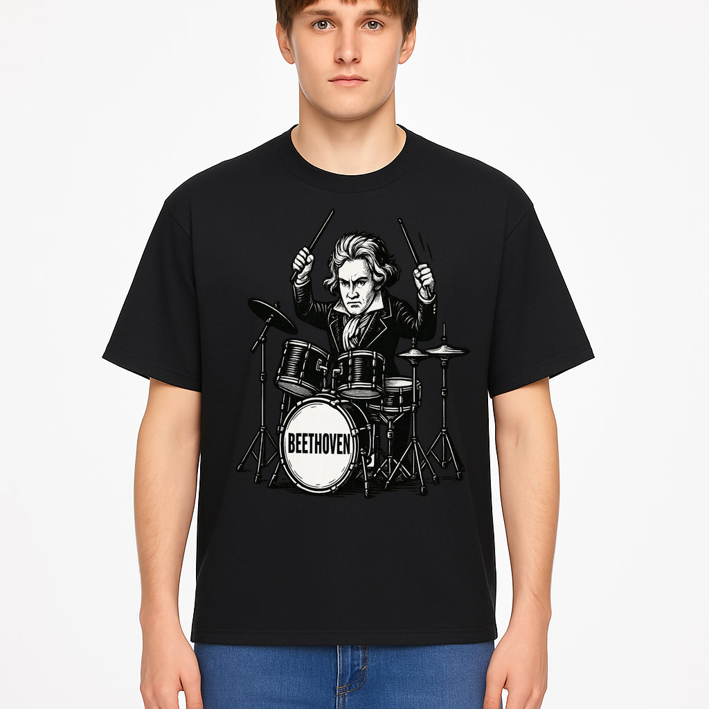 Beethoven Drummer T-Shirt, Musical Art, Vintage Rock, Classical Music Gift, Creative Musical Design for Musicians and Fans - T-shirt 1758338695330.jpg