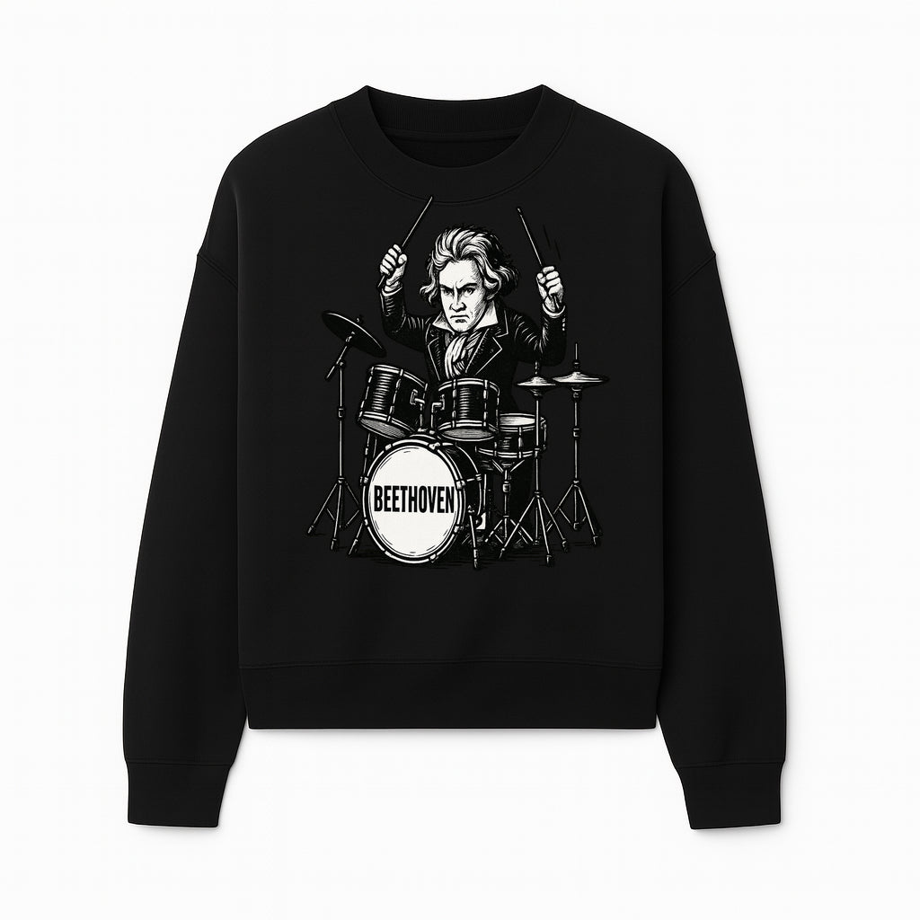 Beethoven Drummer T-Shirt, Musical Art, Vintage Rock, Classical Music Gift, Creative Musical Design for Musicians and Fans - Sweatshirt 1758338695775.jpg