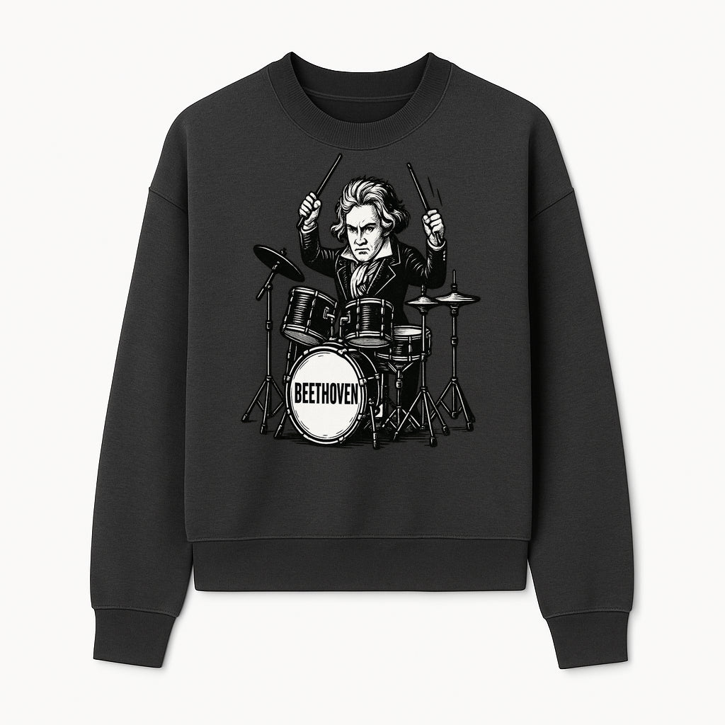 Beethoven Drummer T-Shirt, Musical Art, Vintage Rock, Classical Music Gift, Creative Musical Design for Musicians and Fans - Sweatshirt 1758338695919.jpg