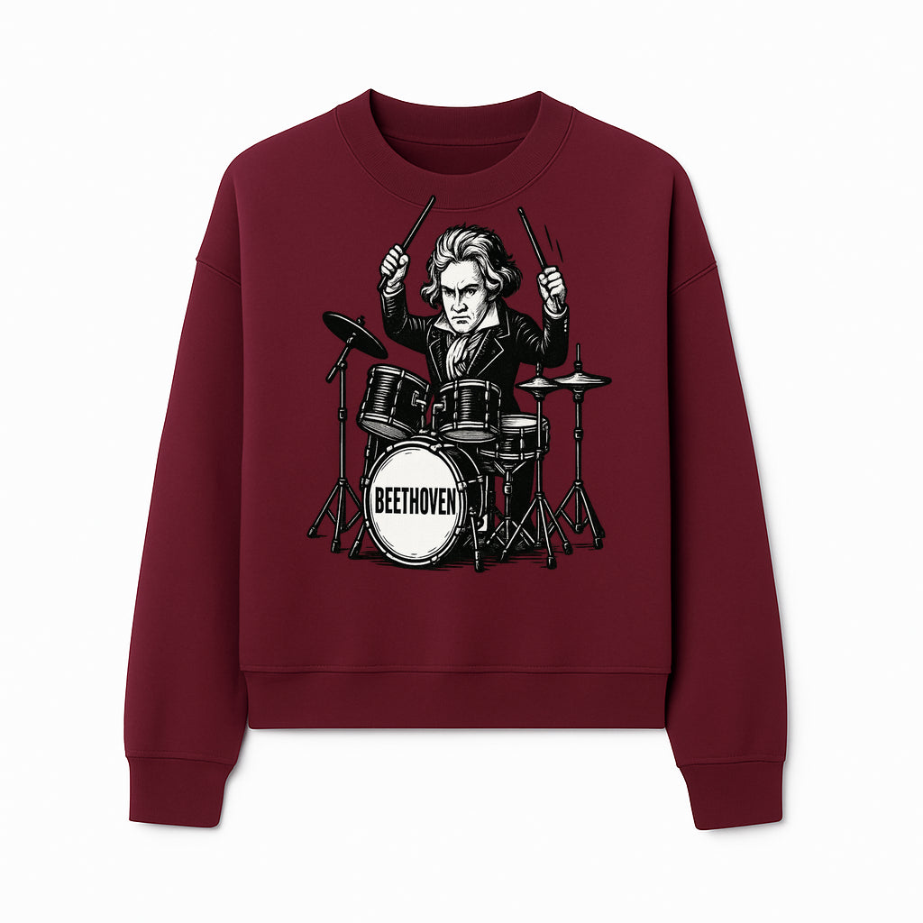 Beethoven Drummer T-Shirt, Musical Art, Vintage Rock, Classical Music Gift, Creative Musical Design for Musicians and Fans - Sweatshirt 1758338696625.jpg