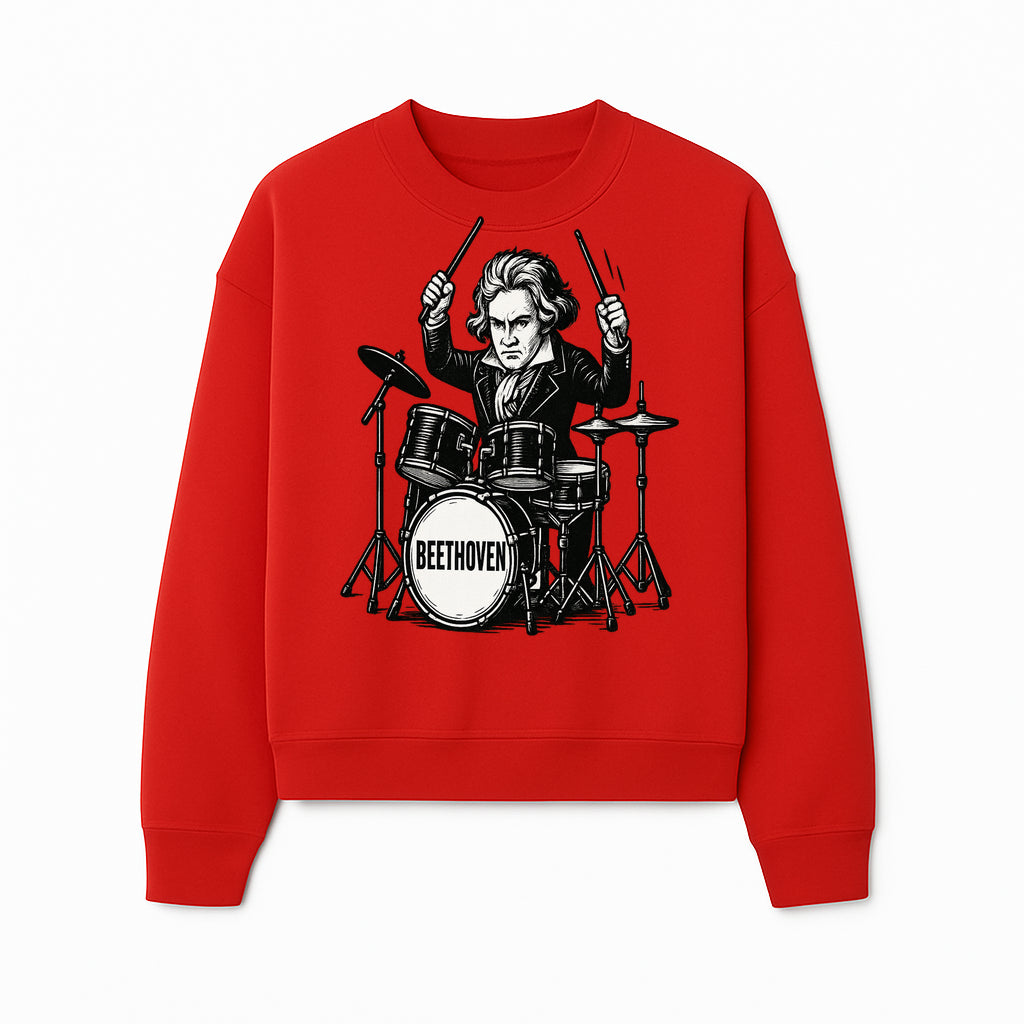 Beethoven Drummer T-Shirt, Musical Art, Vintage Rock, Classical Music Gift, Creative Musical Design for Musicians and Fans - Sweatshirt 1758338696971.jpg