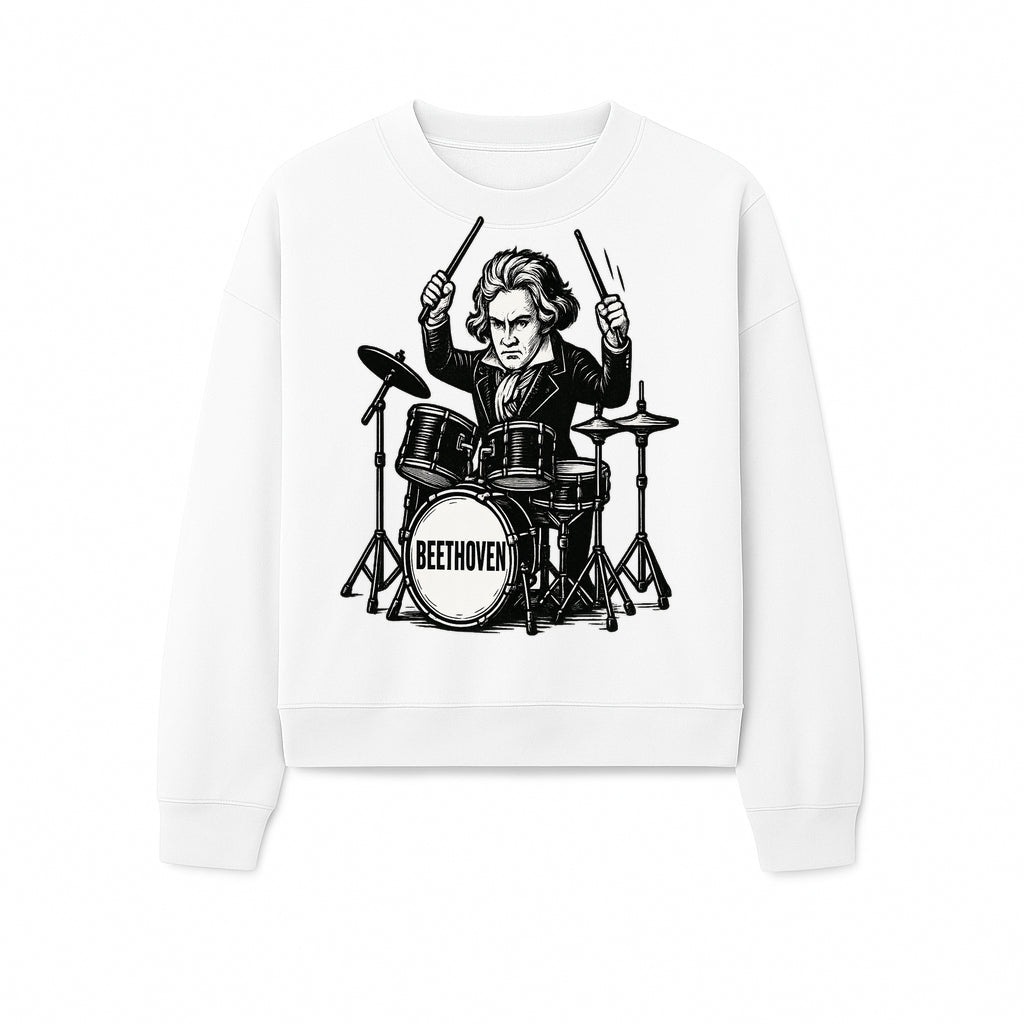 Beethoven Drummer T-Shirt, Musical Art, Vintage Rock, Classical Music Gift, Creative Musical Design for Musicians and Fans - Sweatshirt 1758338697305.jpg