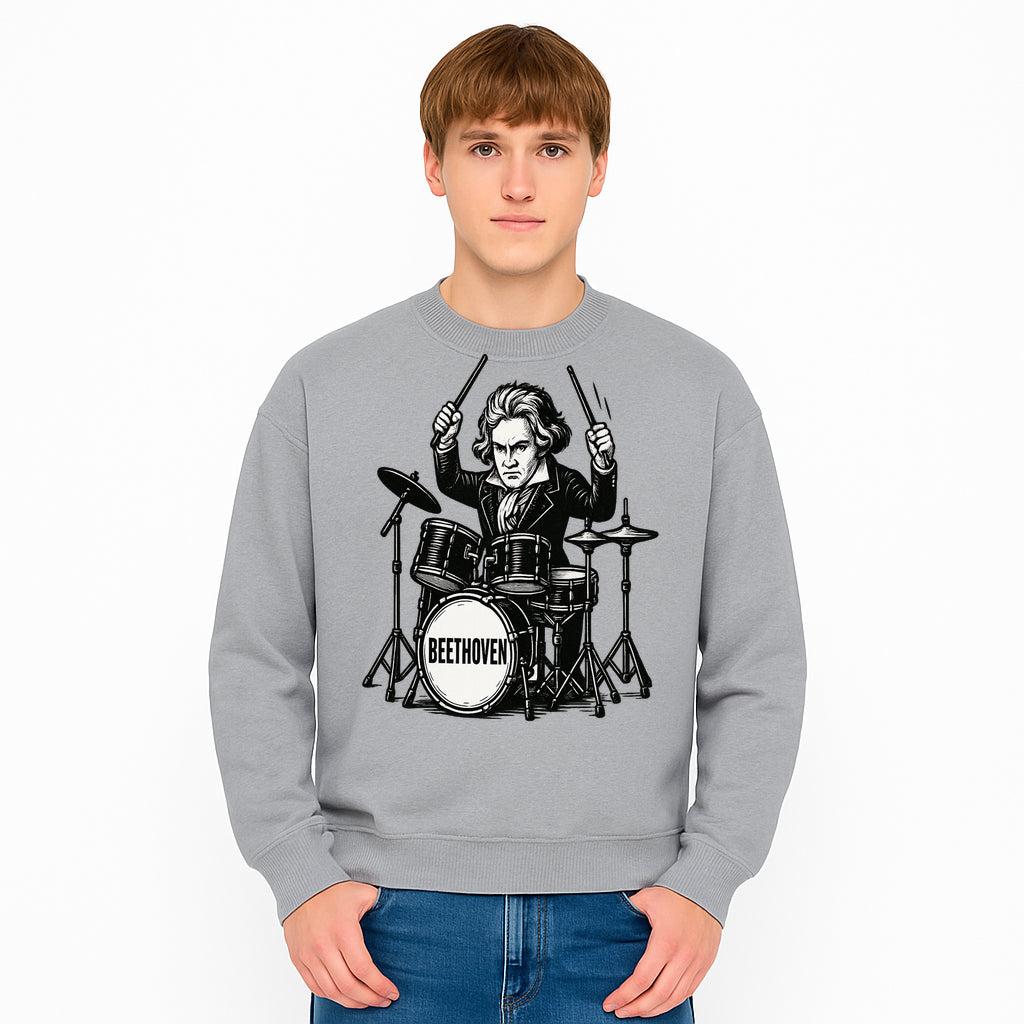 Beethoven Drummer T-Shirt, Musical Art, Vintage Rock, Classical Music Gift, Creative Musical Design for Musicians and Fans - Sweatshirt 1758338698439.jpg