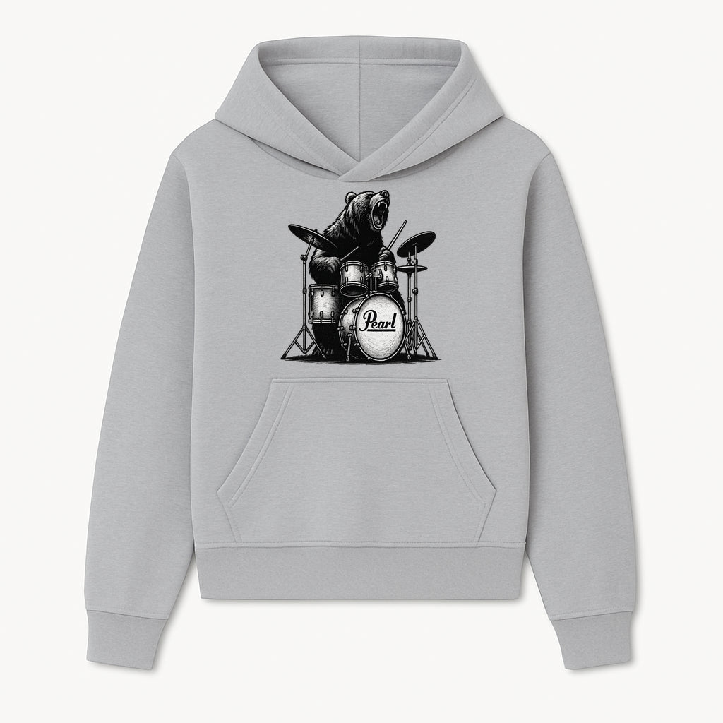 Bear Drummer Graphic T-Shirt | Rock Music Apparel | Pearl Drums Design | Cool Animal Illustration for Musicians & Fans - Hoodie 1758338702922.jpg