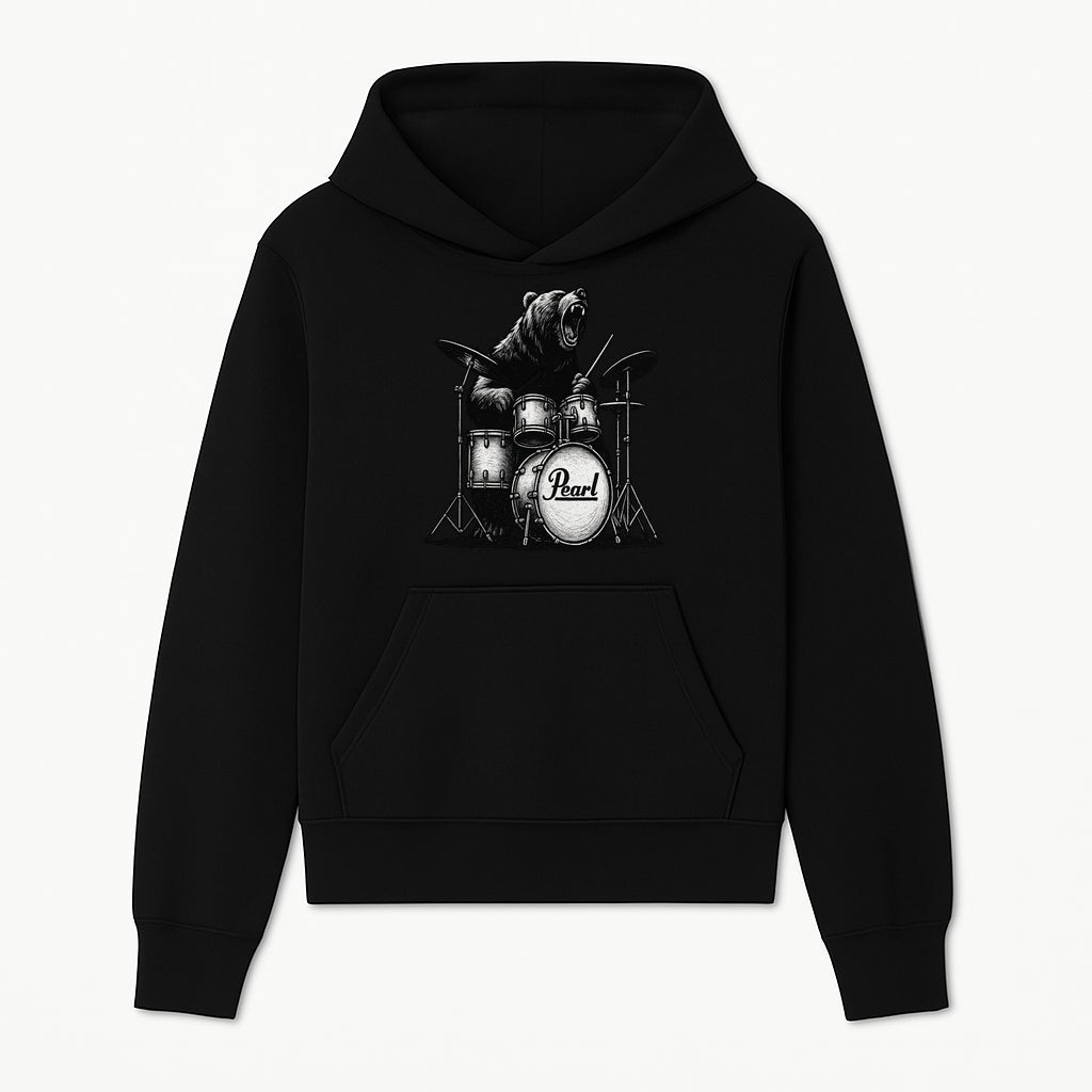 Bear Drummer Graphic T-Shirt | Rock Music Apparel | Pearl Drums Design | Cool Animal Illustration for Musicians & Fans - Hoodie 1758338703084.jpg