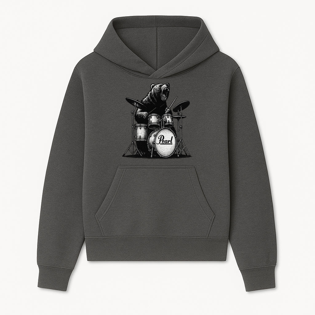 Bear Drummer Graphic T-Shirt | Rock Music Apparel | Pearl Drums Design | Cool Animal Illustration for Musicians & Fans - Hoodie 1758338703250.jpg