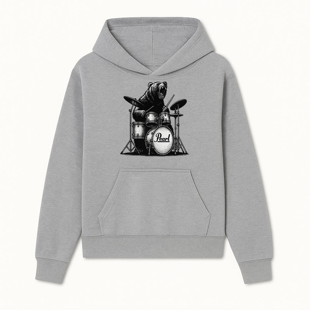Bear Drummer Graphic T-Shirt | Rock Music Apparel | Pearl Drums Design | Cool Animal Illustration for Musicians & Fans - Hoodie 1758338703562.jpg