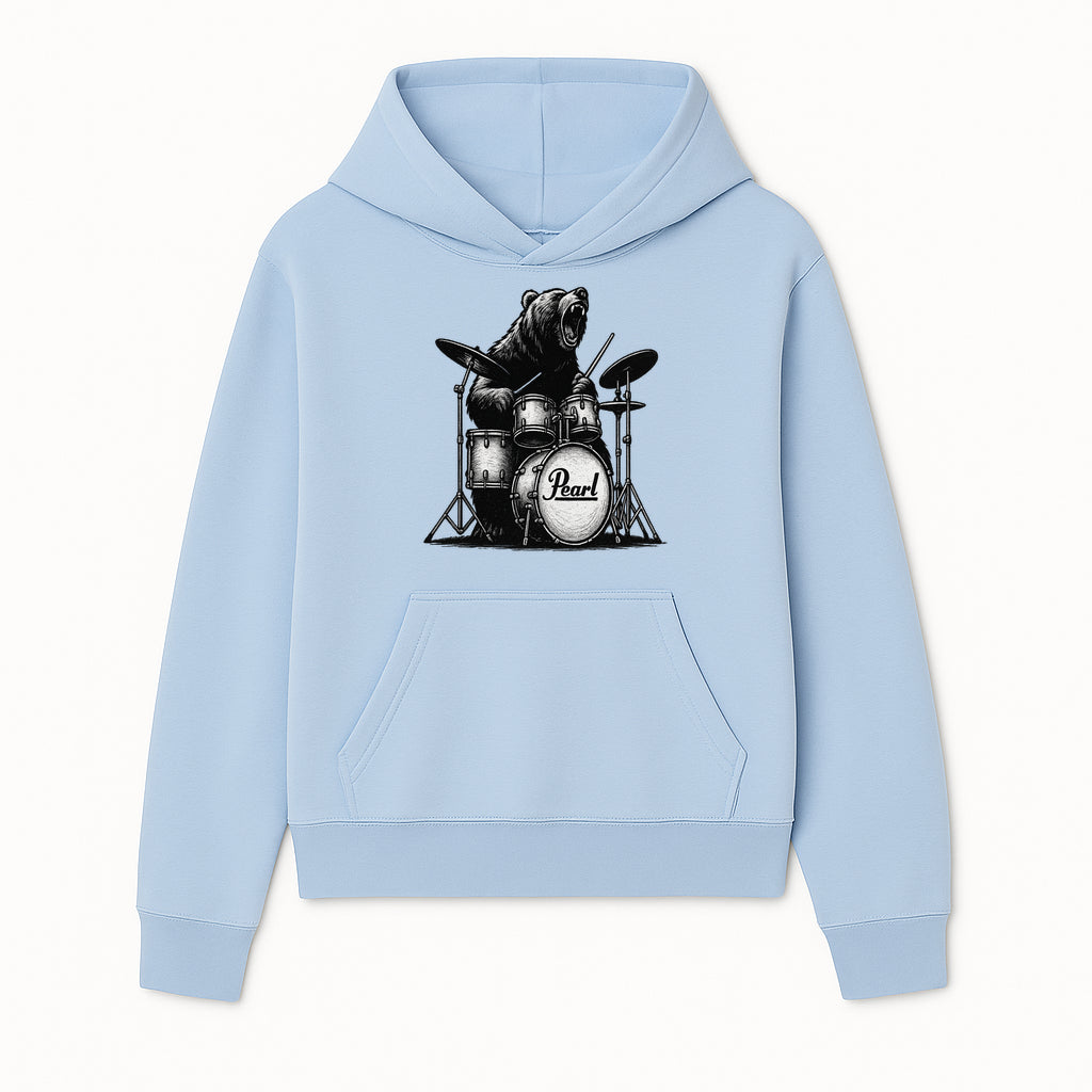 Bear Drummer Graphic T-Shirt | Rock Music Apparel | Pearl Drums Design | Cool Animal Illustration for Musicians & Fans - Hoodie 1758338703734.jpg