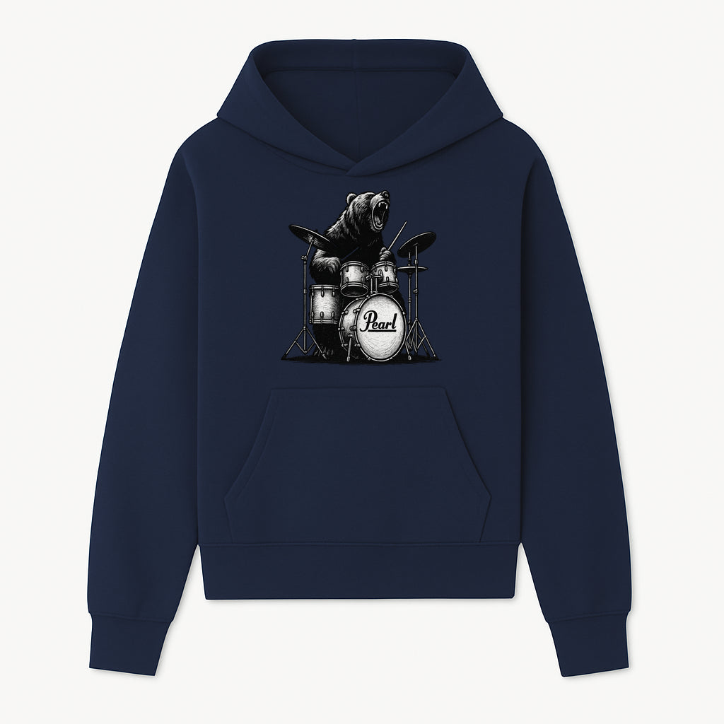 Bear Drummer Graphic T-Shirt | Rock Music Apparel | Pearl Drums Design | Cool Animal Illustration for Musicians & Fans - Hoodie 1758338704216.jpg