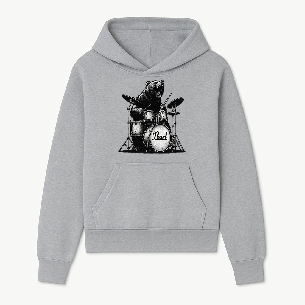 Bear Drummer Graphic T-Shirt | Rock Music Apparel | Pearl Drums Design | Cool Animal Illustration for Musicians & Fans - Hoodie 1758338704504.jpg