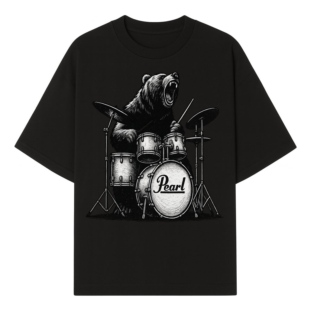 Bear Drummer Graphic T-Shirt | Rock Music Apparel | Pearl Drums Design | Cool Animal Illustration for Musicians & Fans - T-shirt 1758338706312.jpg