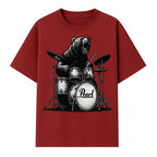 Bear Drummer Graphic T-Shirt | Rock Music Apparel | Pearl Drums Design | Cool Animal Illustration for Musicians & Fans - T-shirt 1758338707221.jpg