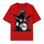Bear Drummer Graphic T-Shirt | Rock Music Apparel | Pearl Drums Design | Cool Animal Illustration for Musicians & Fans - T-shirt 1758338707492.jpg