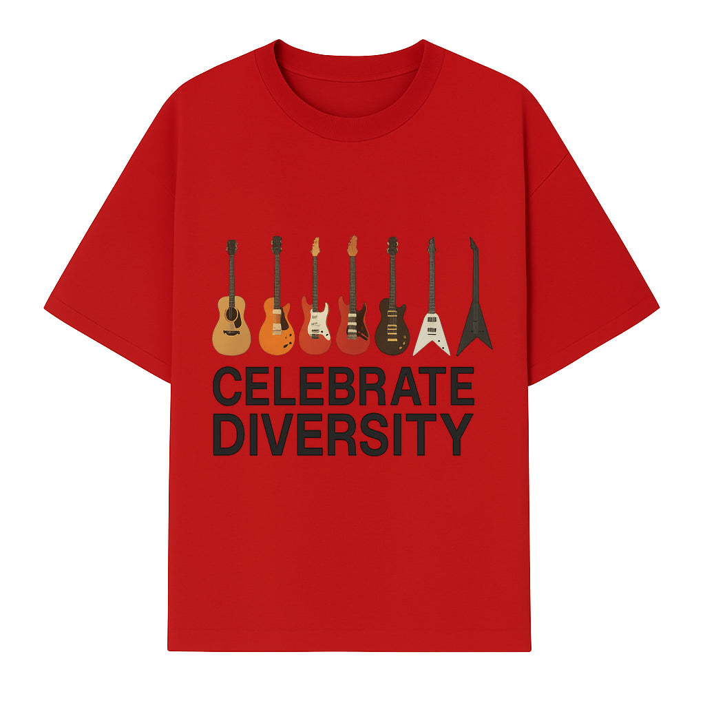 Celebrate Diversity Guitar Wall Art Colorful Acoustic & Electric Guitar Display for Music Lovers - T-shirt 1758338711809.jpg