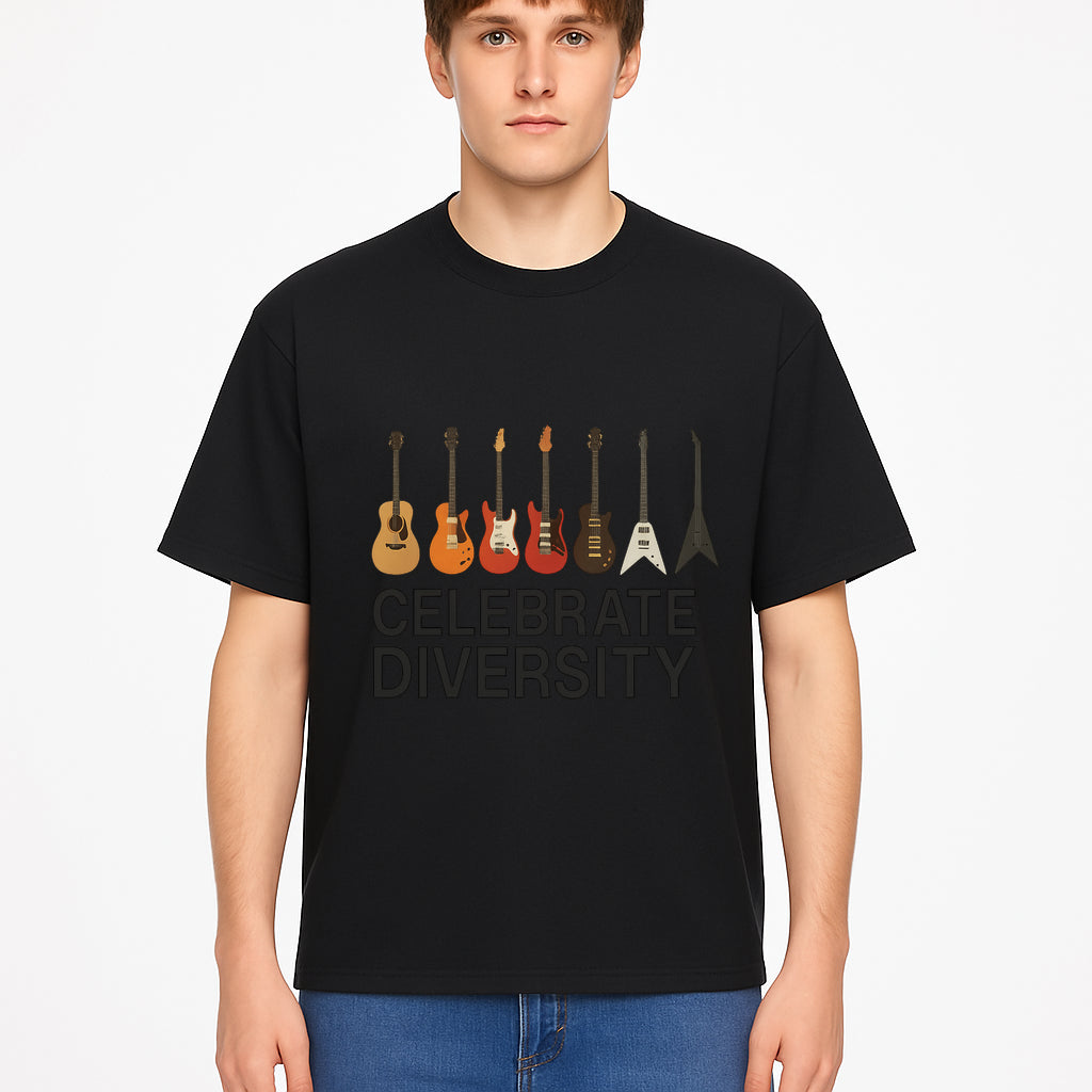 Celebrate Diversity Guitar Wall Art Colorful Acoustic & Electric Guitar Display for Music Lovers - T-shirt 1758338713259.jpg