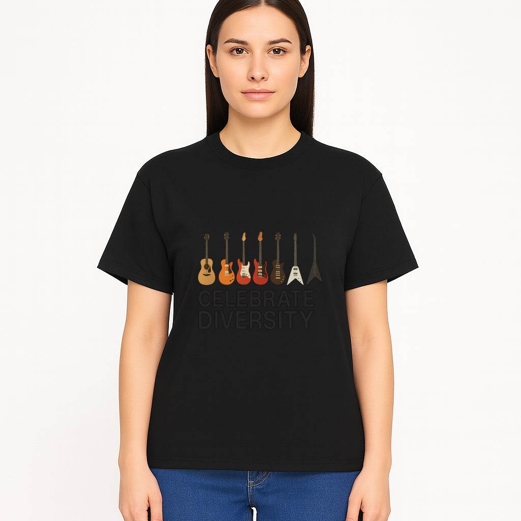 Celebrate Diversity Guitar Wall Art Colorful Acoustic & Electric Guitar Display for Music Lovers - T-shirt 1758338713437.jpg
