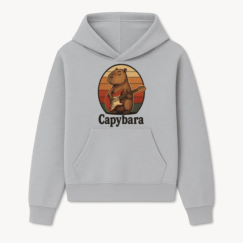 Capybara Playing Guitar Retro Art Print Cute Animal Music Lover Decor for Home or Office - Hoodie 1758338725133.jpg