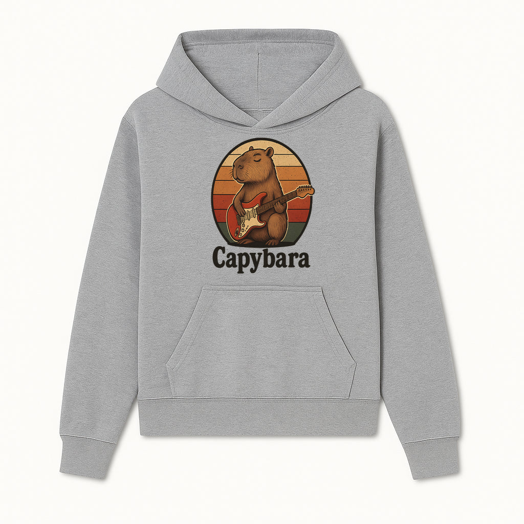 Capybara Playing Guitar Retro Art Print Cute Animal Music Lover Decor for Home or Office - Hoodie 1758338725754.jpg
