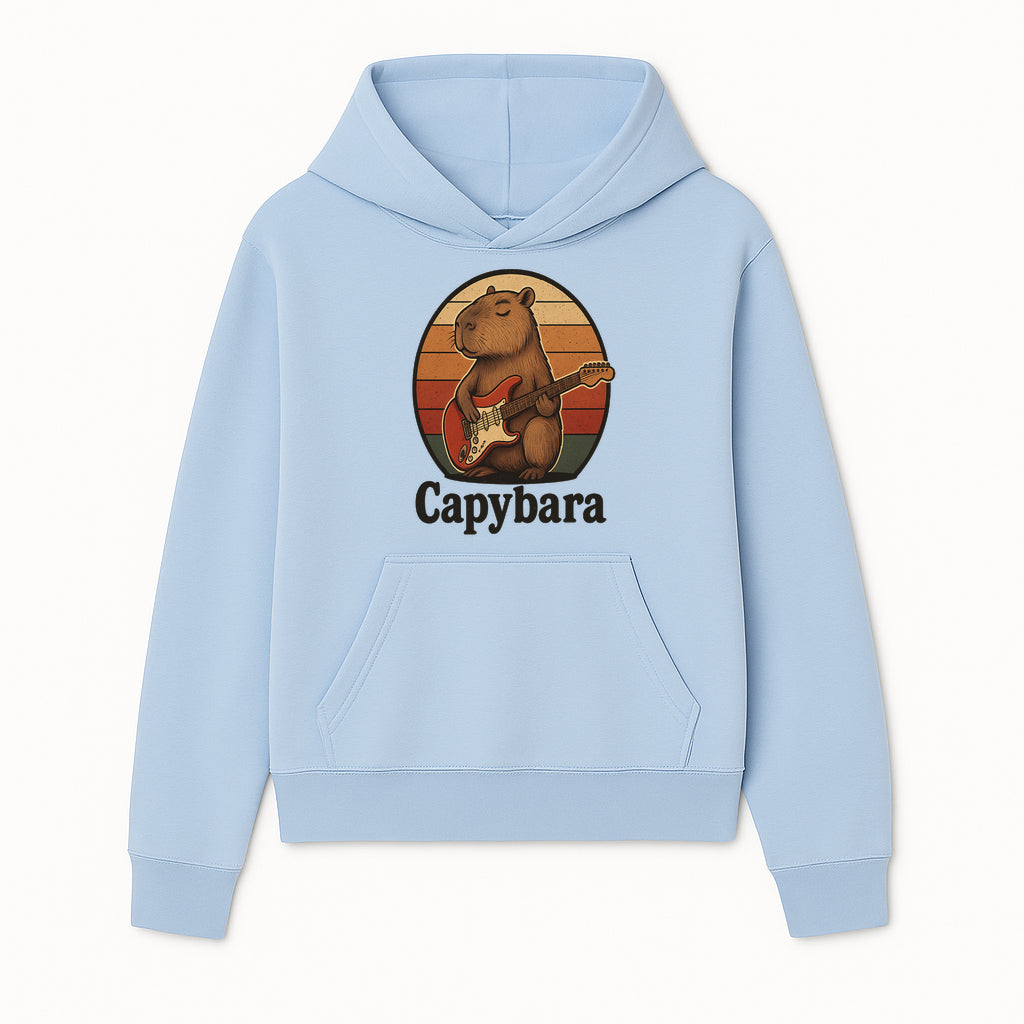 Capybara Playing Guitar Retro Art Print Cute Animal Music Lover Decor for Home or Office - Hoodie 1758338725936.jpg