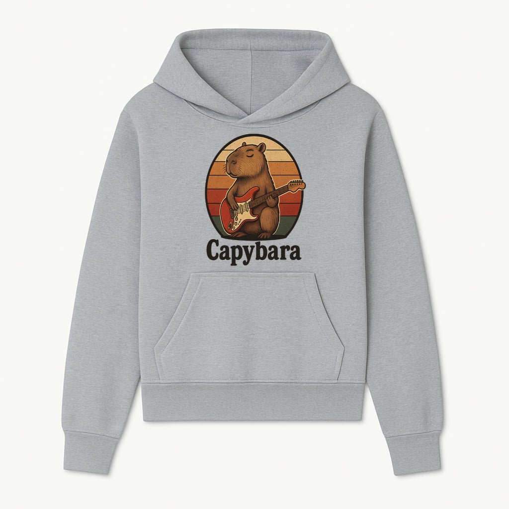 Capybara Playing Guitar Retro Art Print Cute Animal Music Lover Decor for Home or Office - Hoodie 1758338726674.jpg
