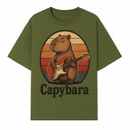 Capybara Playing Guitar Retro Art Print Cute Animal Music Lover Decor for Home or Office - T-shirt 1758338728732.jpg