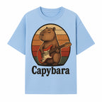 Capybara Playing Guitar Retro Art Print Cute Animal Music Lover Decor for Home or Office - T-shirt 1758338729023.jpg