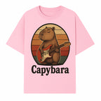 Capybara Playing Guitar Retro Art Print Cute Animal Music Lover Decor for Home or Office - T-shirt 1758338729149.jpg