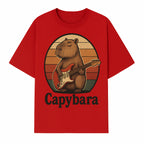 Capybara Playing Guitar Retro Art Print Cute Animal Music Lover Decor for Home or Office - T-shirt 1758338729668.jpg