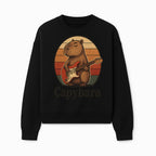 Capybara Playing Guitar Retro Art Print Cute Animal Music Lover Decor for Home or Office - Sweatshirt 1758338731617.jpg