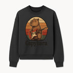 Capybara Playing Guitar Retro Art Print Cute Animal Music Lover Decor for Home or Office - Sweatshirt 1758338731725.jpg
