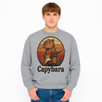 Capybara Playing Guitar Retro Art Print Cute Animal Music Lover Decor for Home or Office - Sweatshirt 1758338734212.jpg